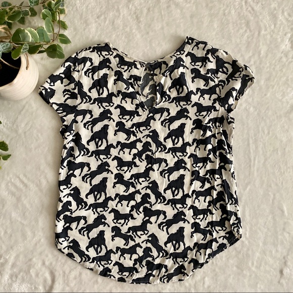 H&M Wild Horses Black and Cream Print Blouse - Picture 6 of 6